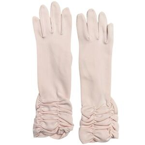 Vintage Blush Pink Ruched Long Gloves - Made in Italy